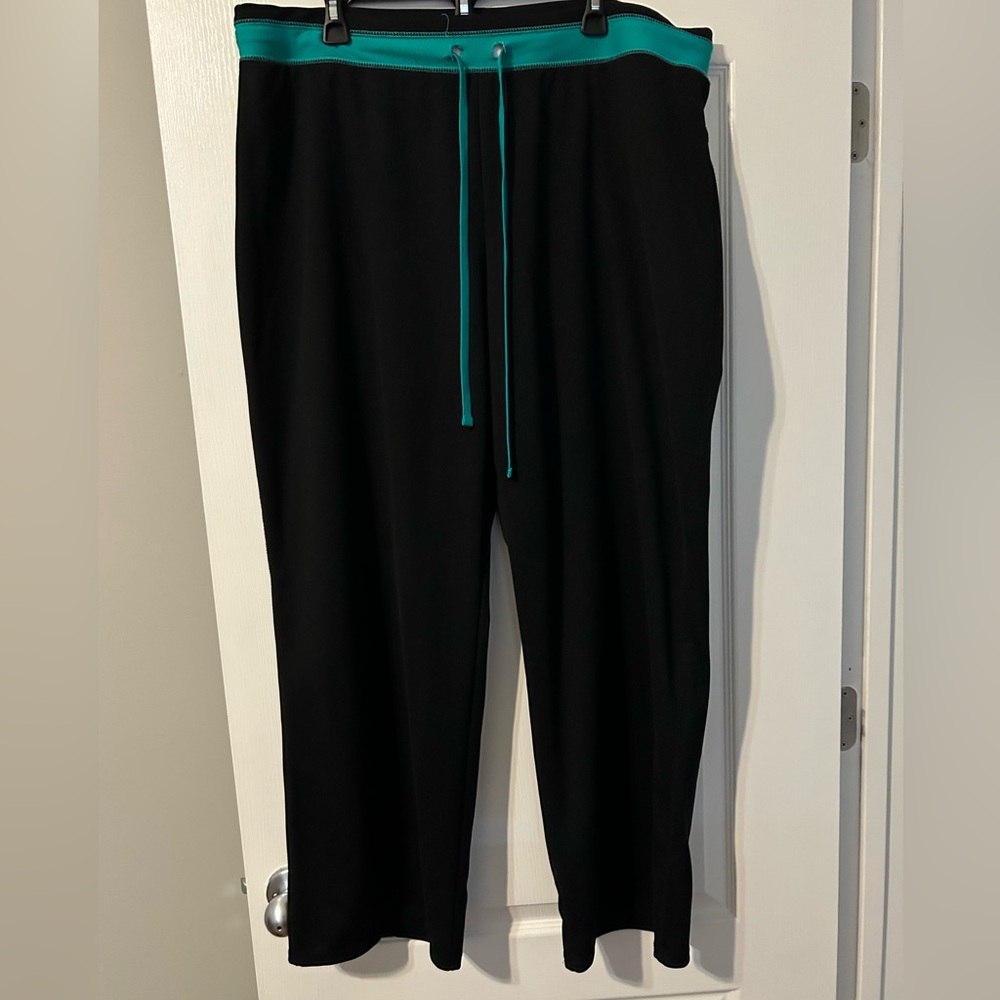 Kim Rogers Curvy Black Pants with Teal Stitching